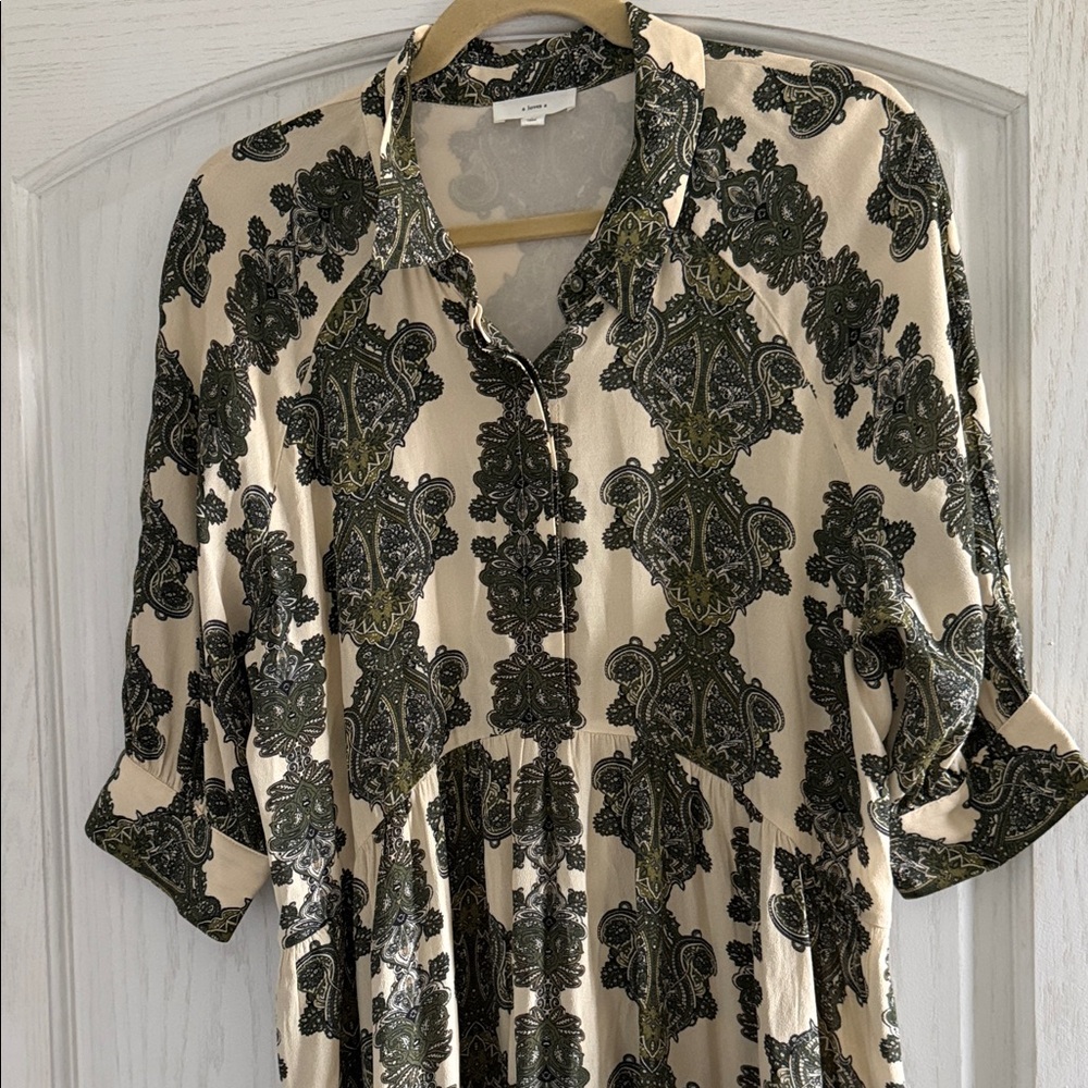Patterned Cream and Green Dress A loves A